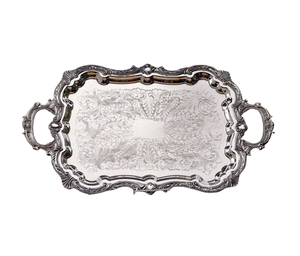 Plateau de service en laiton plaqué argent de qualité supérieure, personnalisable, vente en gros - Product Image 2