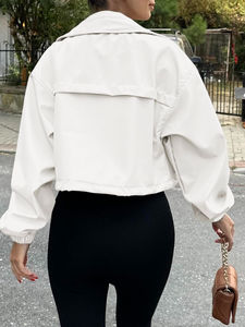 Chaqueta universitaria de satén para mujer en un delicado rosa claro con cremallera frontal Chaqueta de equipo personalizada Chaqueta universitaria al por mayor - Product Image 3