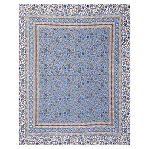 Parure de lit imprimée florale bleu pierre avec drap plat et 2 taies d'oreiller pour lit double, usage domestique (ADB1464) - Product Image 4