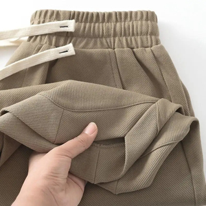 2024 New Men's Solid Drawstring Sweatpants 260g Twill Cotton Retro Casual Loose <b>Sports</b> Trousers <b>Pockets</b> Mid High Street - Product Image 4