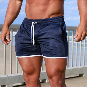 Nouveau style de short de sport d'été respirant à séchage rapide pour hommes pantalon de plage de gymnastique taille élastique tricoté tissage à la mode à la mode - Product Image 5