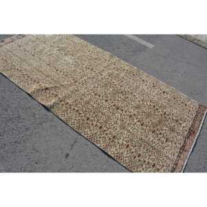 4x8.5 ft Turkish Vintage Rug, Area Rug, <b>Brown</b> Red Abstract <b>Wool</b> Rug - Product Image 2