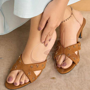 Customized Color Velvet Upper Anti-Slippery Heel Slides Fashion Trend Printed Comfort Soft Insole - Product Image 2