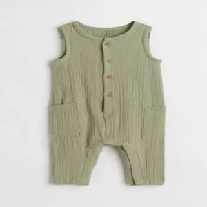 Traje de dormir de tela suave, mono extra suave de muselina de algodón, peleles de bebé sin manga y con pie certificado - Product Image 2