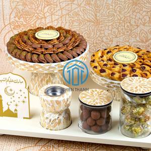 Hot Collection attrayant personnalisé pour Ramadan Eid chocolat décor arabe Ramadan Eid nacre incrustation plateau de service - Product Image 6