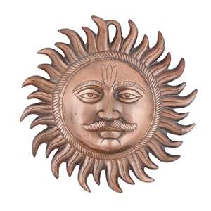 Décoration intérieure moderne Tenture murale en métal laiton faite à la main Sun Surya Bhagwan Face Idol Sun Surya Tenture murale pour la décoration intérieure - Product Image 6