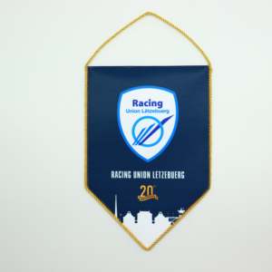 Gold-Trim Double-Sided Satin Pennant <b>Banner</b> Digital Printing Polyester Flags for Trade Show Giveaways - Product Image 4