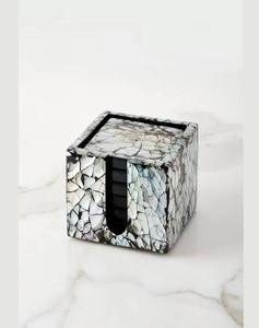 Sous-verres en pierre de meilleure qualité, design moderne, ensemble de sous-verres incrustés d'os, logo personnalisable, sous-verres en bois de 4 pièces par artisanat en croissant - Product Image 4