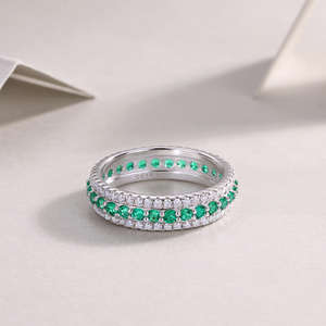 Moissanite Lab Grown Diamond Jewelry Vantage Bandas de compromiso de boda 925 Silver Moissanite Lab Grown Diamond Anillos para mujeres - Product Image 2