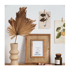 Cadres photo en bois/cadre photo en rotin pour la décoration de la maison décoration de bureau cadre photo en rotin Boho avec photo murale en bois - Product Image 4