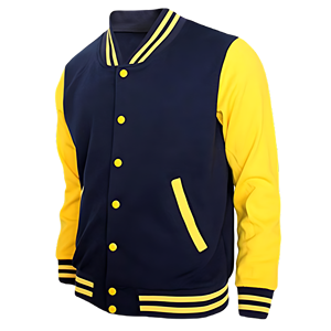 Chaqueta universitaria clásica de estilo callejero hecha a medida para hombre, forro de lona de poliéster/algodón, dobladillo acanalado transpirable a prueba de viento - Product Image 1