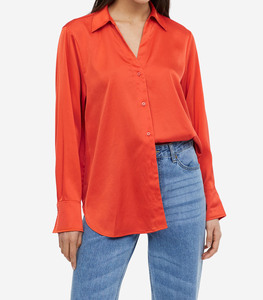 เสื้อยีนส์แขนยาวสำหรับผู้หญิง, เสื้อเชิ้ตผ้าเดนิมแขนยาวใส่สบายทรงหลวม - Product Image 4