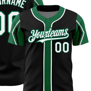 Custom Baseball Jersey <b>Black</b> Green White Personalized Team Uniform <b>Button</b> <b>Up</b> Softball <b>Shirt</b> Custom Name Number - Product Image 6