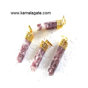 Pendentif en Agate de Quartz Chakra Cristallin, Plaqué Or Antique, Forme Pointe de Crayon, Spirituel, Tendance, Unisexe - Product Image 5