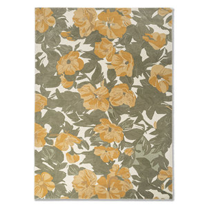 Alfombras de Lana Boho Hechas a Mano Hacienda Green Top-350 con Patrones Florales Rectangulares para el Hogar, Sala de Estar, Entrada, Dormitorio y Pasillo - Product Image 1