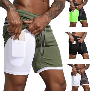 Logo personnalisé Short de sport pour hommes Ceinture élastique Doublure de compression légère extensible Motif de course décontracté - Product Image 4