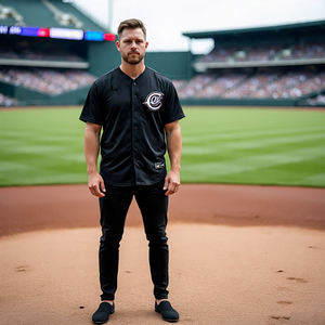 Uniforme de baseball personnalisé léger et confortable maillot boutonné à manches courtes 100% polyester respirant col montant à séchage rapide - Product Image 1