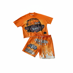 Conjunto Deportivo para Hombre, Camiseta y Pantalones de Chándal, Tejido de Algodón de Alta Calidad, Ecológico, con Estampado Personalizado de Dibujos Animados en la Parte Delantera, 220/240 GSM - Product Image 1