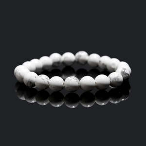 White Howlite Handmade 8 mm Healing Crystal <b>Bracelet</b> 7 Inches Stretch Fit Ball Pattern for Gift - Product Image 3