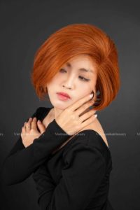 วิกผมแท้จากผู้บริจาคหลายคน ทรงพิกซี่สั้นสีส้ม ผมเวียดนามแท้ ย้อมสีได้ทุกสี - Product Image 1