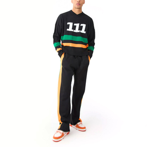 Survêtements évasés en tissu 100% coton pour hommes en plusieurs couleurs OEM Custom Made Logo Design Men Flare Tracksuits à bas prix - Product Image 1