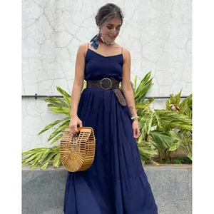 ชุดเดรสราตรีสีน้ำเงินกรมท่าสวยหรู ผ้าเรยอน ติดกระดุม ไซส์ XS-5XL คุณภาพสูง ลายพิมพ์ตามสั่ง แบบผูกคอ ชุดเพื่อนเจ้าสาว สำหรับผู้หญิงไซส์พลัส - Product Image 6