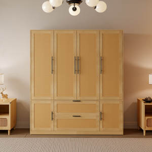 Armoire DreamCraft en bois massif + bois manufacturé avec 6 portes en rotin tressé, Vietnam - Product Image 5