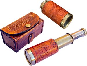 Telescopio de Latón de 6 Pulgadas con Estuche de Cuero, Telescopio de Bolsillo para Navegación Pirata - Artículos Náuticos de Colección - Telescopio para Niños - Regalo - Product Image 2