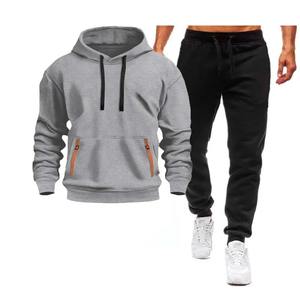 Conjunto de Sudadera con Capucha y Pantalones de Dos Piezas para Hombre, Otoño/Invierno, con Cremallera, Estilo Moderno, 100% Algodón, Ropa Deportiva y de Ocio - Product Image 1