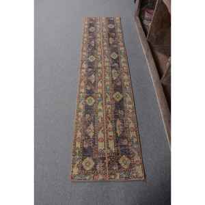 Alfombra turca marrón Vintage de 1,5x6,1 pies, estilo clásico, detalles Beige, área grande, Material de lana, Patchwork, rectángulo, pasillo, látex - Product Image 1