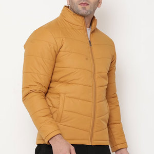 Blouson matelassé jaune moutarde pour homme, à capuche, fermeture éclair, coupe ajustée, décontracté, pour l'hiver, réversible, chauffant et respirant - Product Image 1