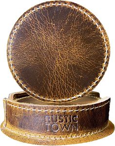 Wholesale <b>Table</b> Top Decoration Luxury <b>Round</b> Leather Coaster Modern Style Accessories Handmade in Bulk - Product Image 2