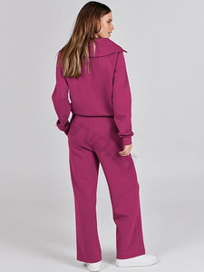 Conjunto a juego de 2 piezas Sweat Lounge para mujer al por mayor-Sudadera y pantalones de chándal de gran tamaño - Product Image 4