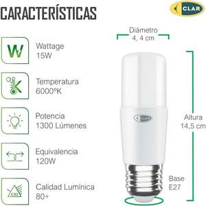 Bombilla LED Tubular E27 de 15W, Solución de Iluminación de Bajo Consumo - Product Image 2