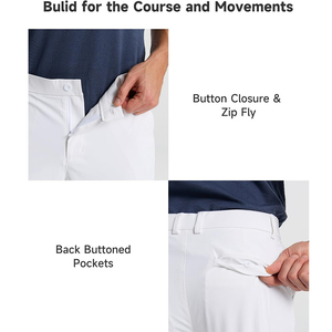 Pantalones de Golf elásticos de 4 vías para hombre de alta calidad, Color blanco con cintura con cordón, pantalones de Golf transpirables que absorben el sudor para adultos - Product Image 6