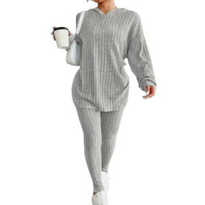 ชุดวอร์มกางเกงผ้าฟลีซผ้าฝ้ายมีฮู้ดขนาดใหญ่พิเศษใส่ได้ทั้งชายและหญิง - Product Image 4