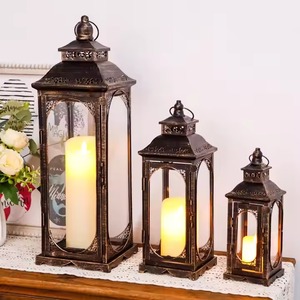 Rustic <b>Metal</b> <b>Lantern</b> Decorative Candle Holder Vintage Style Indoor Outdoor Lighting Accent for Garden Patio and Home Decor - Product Image 5