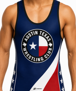 SINGLET DE LUCHA SINEWY para Hombre, Sublimado Personalizado, Diseño del Club Austin Texas, Ajustado, Transpirable, de Spandex y Poliéster - Product Image 2