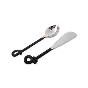 <b>Twist</b> Handle Cutlery Set Stainless Steel Flat Spiral End Handmade Handle Dessert Spoon and Fork Flatware Set - Product Image 2