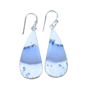 ต่างหูห้อยประดับโอปอลเดนไดรต์ทำมือ ชุบทองบนเงินแท้ ของขวัญแต่งงานสำหรับผู้หญิง เครื่องประดับแฟชั่น - Product Image 1