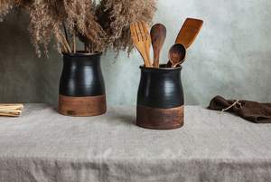 Porte-ustensiles en céramique moderne pour la cuisine |   Conteneur de rangement pour cuillères et outils robuste |   Organisateur de cuisine à domicile - Product Image 5