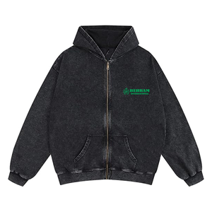 เสื้อฮู้ดซิปดีไซน์วินเทจแบบย้อมสีเอซิดสั่งทำพิเศษ ไซส์ 6XL สตรีทแวร์ ผ้าฝ้าย 100% ระบายอากาศได้ดี แห้งเร็ว - Product Image 3