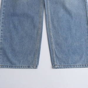 Mujeres 2024 nueva moda elegante doble cintura piernas anchas Jeans Vintage cintura alta Mujer tobillo pantalones vaqueros Mujer - Product Image 5