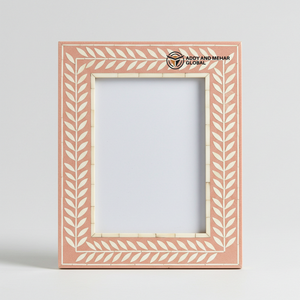 Handcrafted <b>Pink</b> Bone Inlay Photo <b>Frame</b> Elegant Mosaic Design for Modern Home Decor - Product Image 6