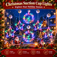 LED Weihnachtsbeleuchtung Fünf-Sterne Weihnachtsbaum Saugnapf-Lichter Festliche Leuchtende Fensterdekoration Zeitgesteuertes Modell 500 Lumen