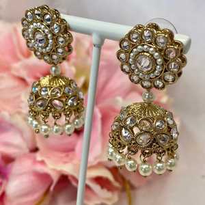 เครื่องประดับ kundan คุณภาพพรีเมี่ยมเครื่องประดับอินเดียต่างหูสร้อยคออินเทรนด์ชุดเจ้าสาวขายส่งแฟชั่น Choker สร้อยคอเครื่องประดับ - Product Image 4