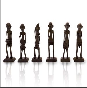 Ensemble de 7 figurines en bois Art déco et Pop Art faites à la main (Décoration de table écologique) - Product Image 2