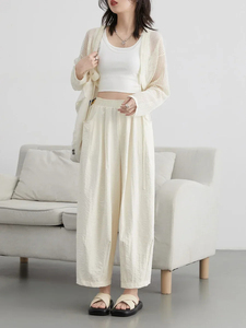 <b>Women</b> Pants Casual High Waisted Wide Leg <b>Trousers</b> Korean Solid Pleated Streertwear Female Clothing <b>Summer</b> New 2025 - Product Image 2