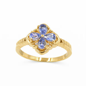 Bague en argent sterling 925 avec tanzanite bleue sauvage à quatre pétales, sertie à griffes, certifiée par un tiers, pour femme, mode estivale - Product Image 3