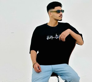 T-shirt col rond unisexe en coton 100% avec impression numérique personnalisée, coupe ample à épaules tombantes, séchage rapide, 300g, décontracté, haute qualité - Product Image 3